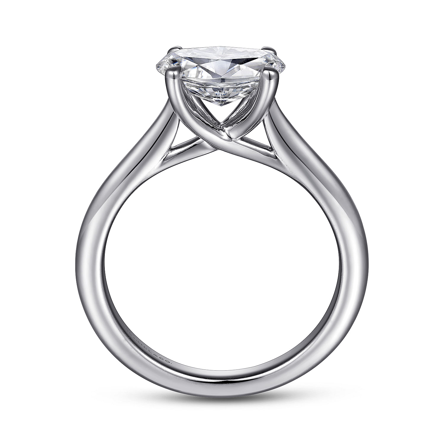 14K White Gold Horizontal Oval Solitaire Engagement Ring
