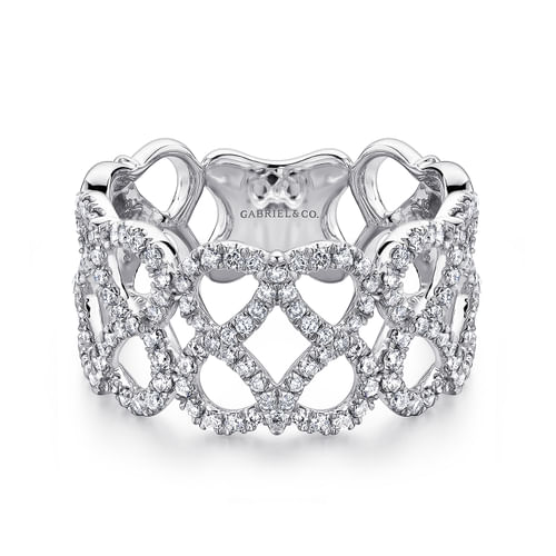 14K White Gold Infinity Sign Diamond Band