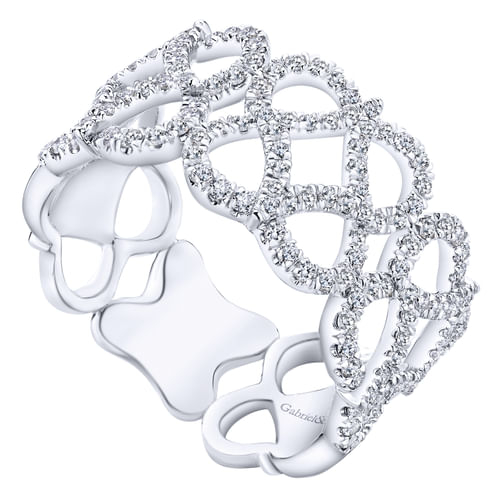 14K White Gold Infinity Sign Diamond Band