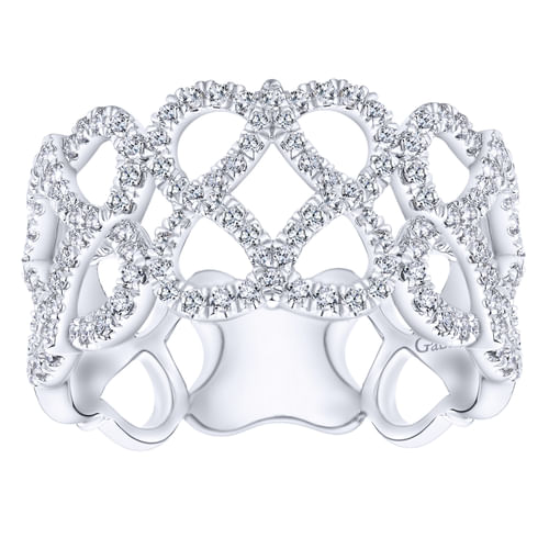 14K White Gold Infinity Sign Diamond Band