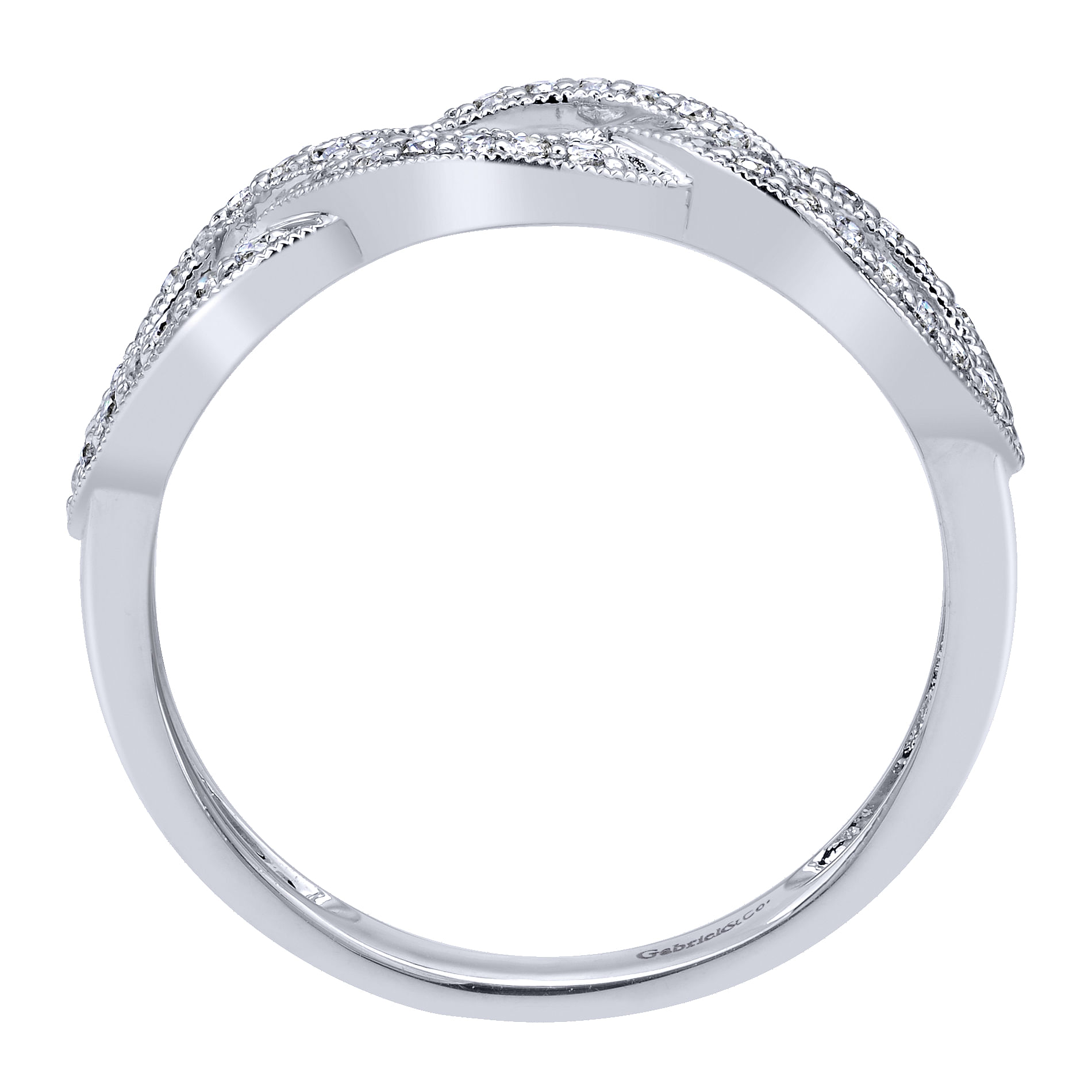 14K White Gold Interlocking Diamond Link Ring