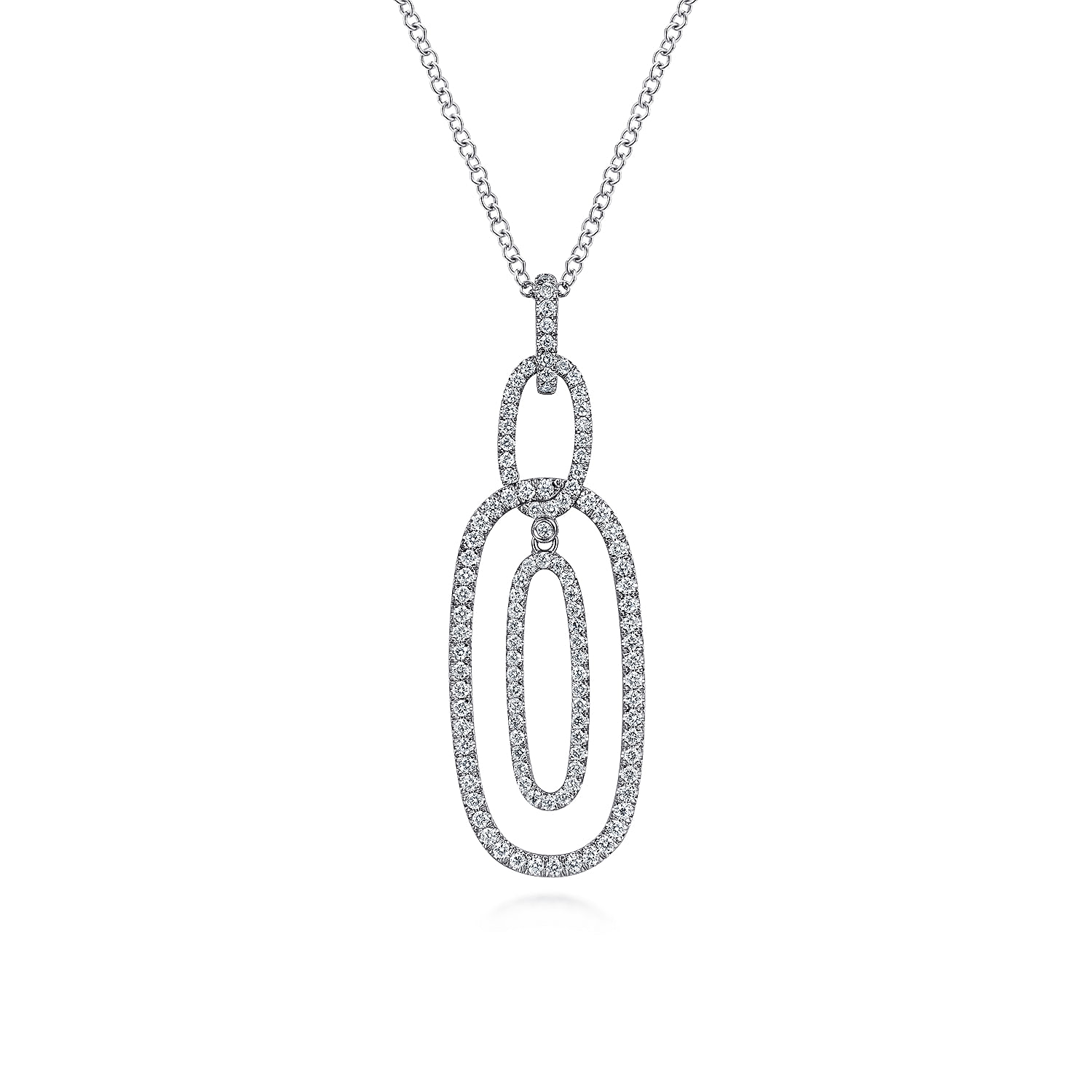 Gabriel - 14K White Gold Interlocking Diamond Pavé Ovals Pendant Necklace