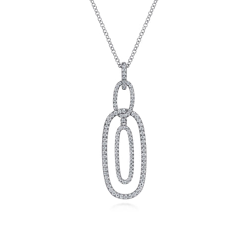 14K White Gold Interlocking Diamond Pavé Ovals Pendant Necklace