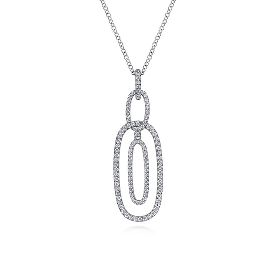 Gabriel - 14K White Gold Interlocking Diamond Pavé Ovals Pendant Necklace