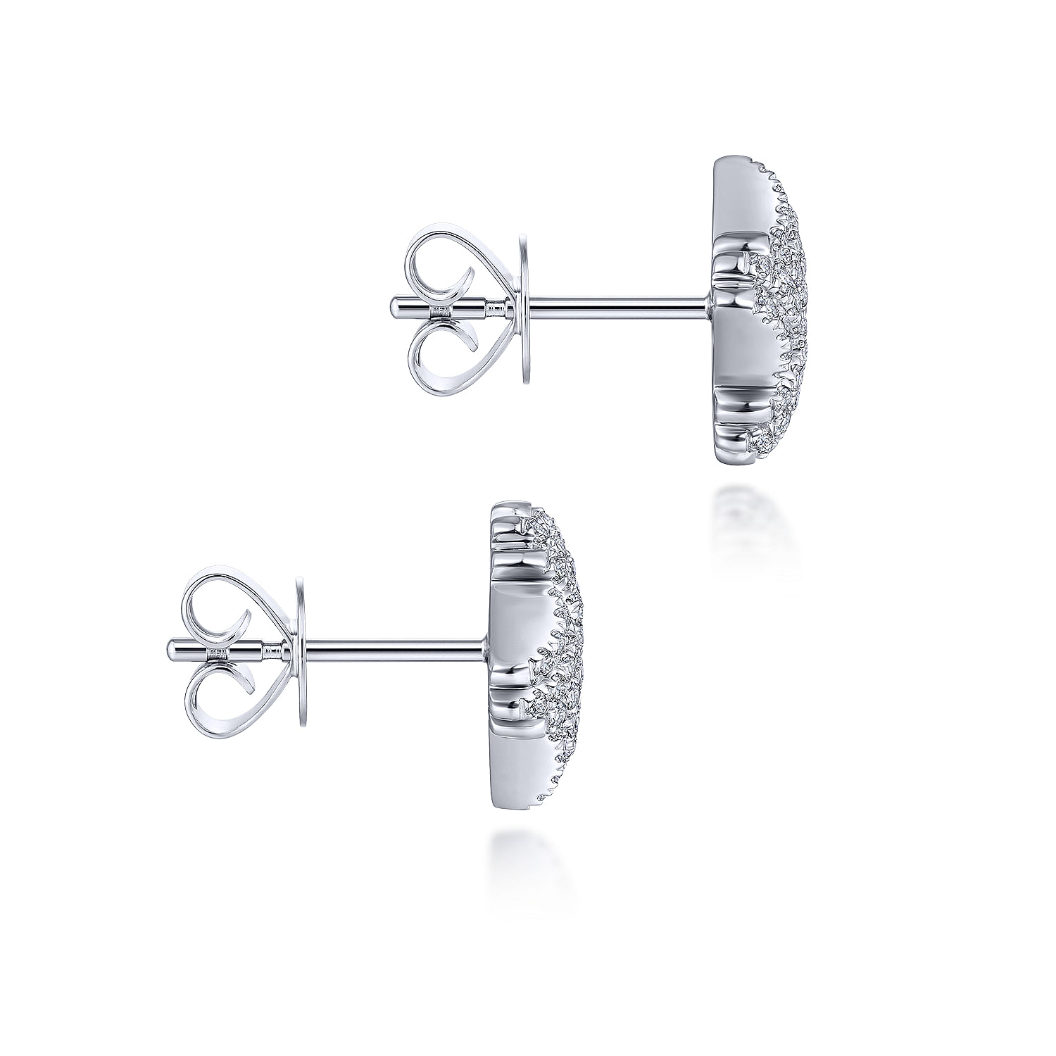 14K White Gold Interwoven Diamond Rows Stud Earrings