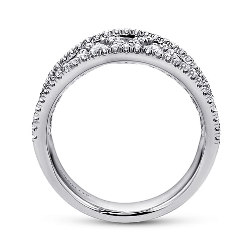 14K White Gold Intricate Openwork Diamond Wide Band Ring