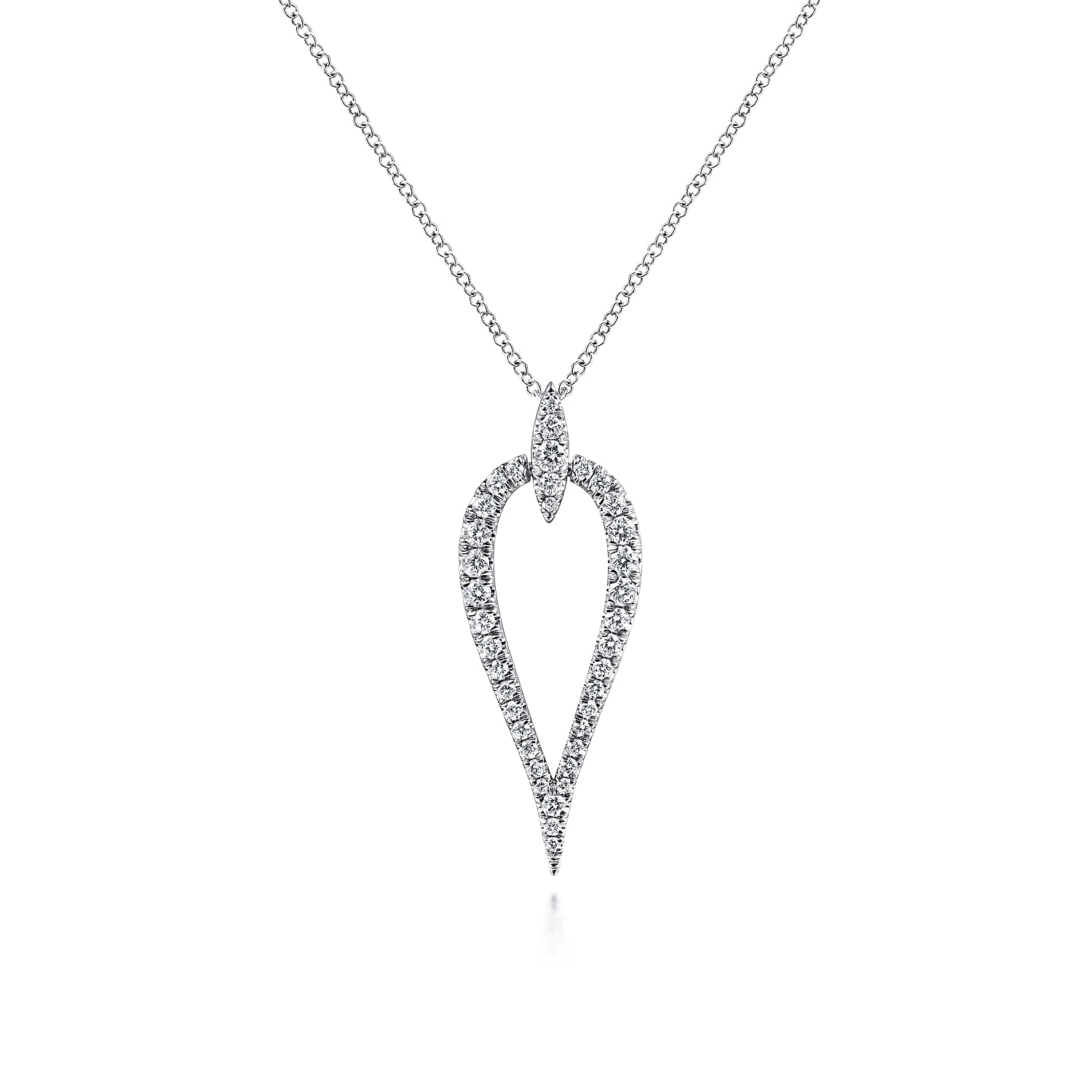 Gabriel - 14K White Gold Inverted Diamond Teardrop Pendant Necklace