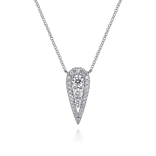 Gabriel - 14K White Gold Inverted Teardrop Diamond Pendant Necklace