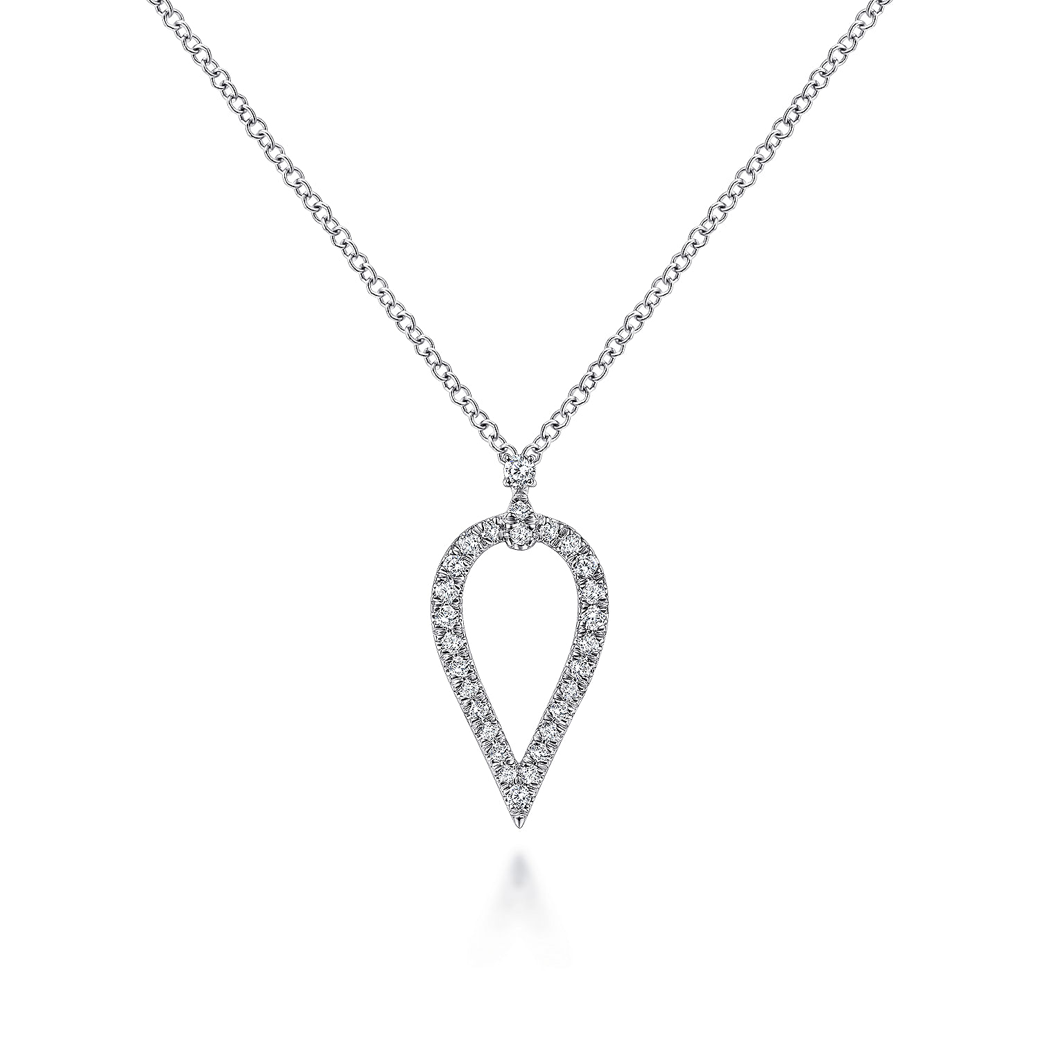 Gabriel - 14K White Gold Inverted Teardrop Diamond Pendant Necklace