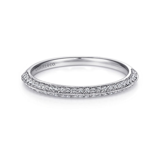 Gabriel - 14K White Gold Knife Edge Diamond Anniversary Band with Milgrain