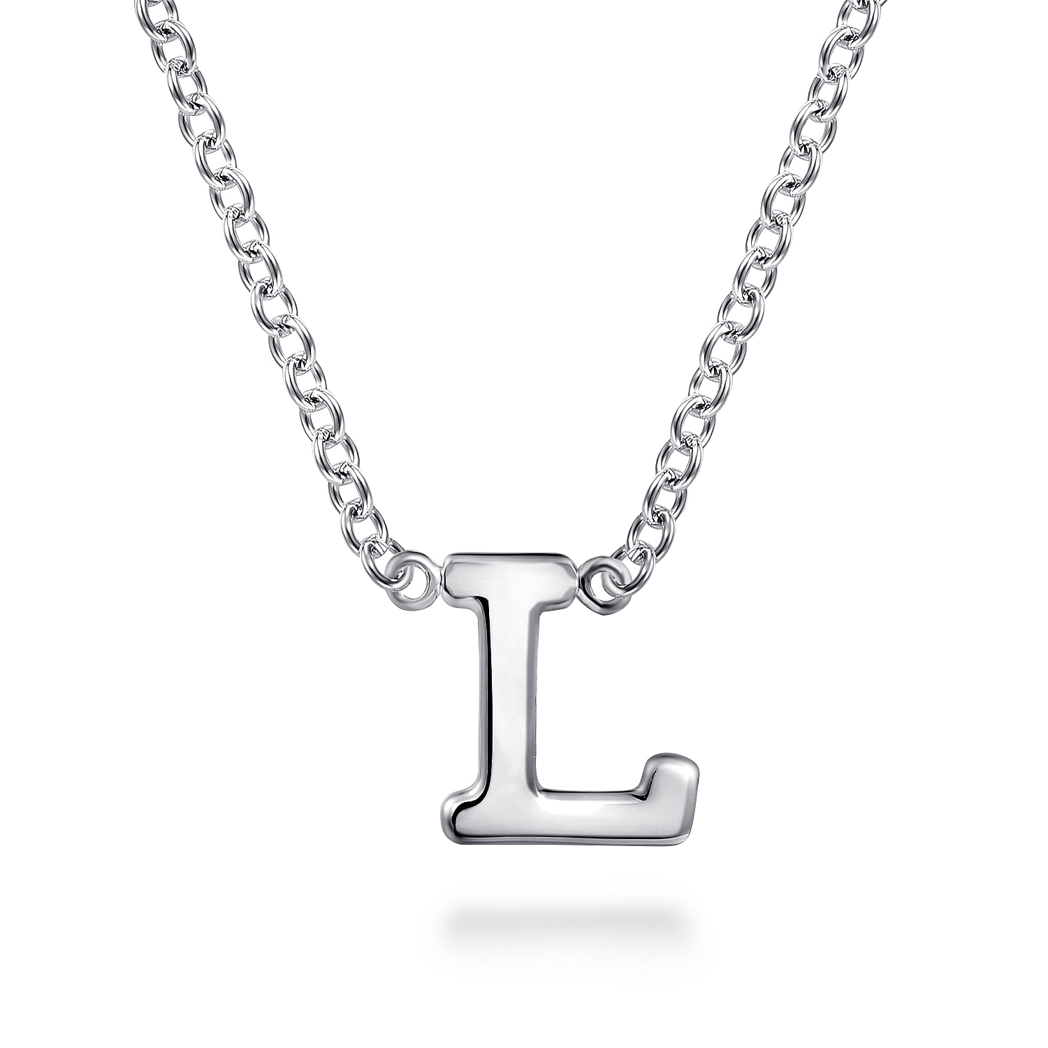14K White Gold L Initial Necklace