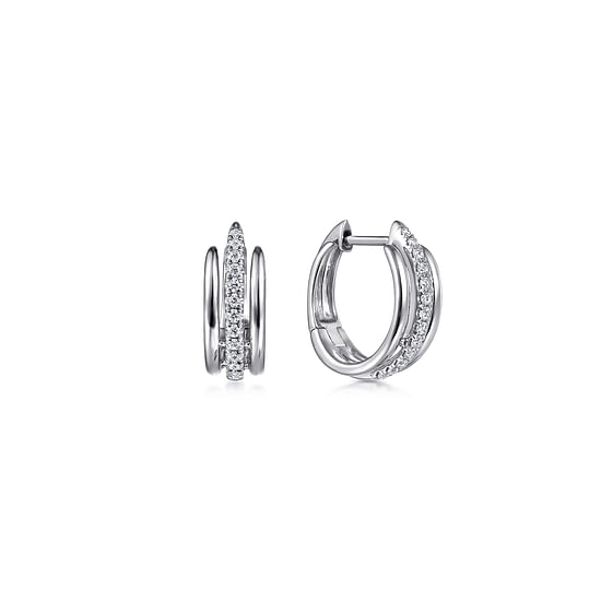 Gabriel - 14K White Gold Layered 10mm Diamond Huggies