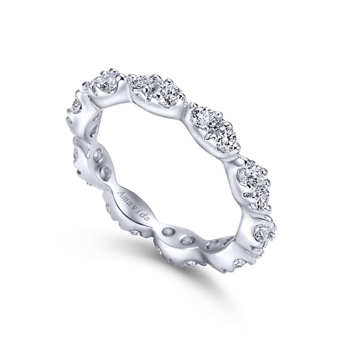 14K White Gold Marquis Shape Station Diamond Eternity Band