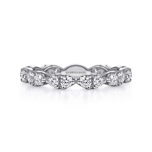 14K White Gold Marquis Shape Station Diamond Eternity Band