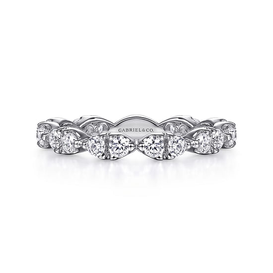 Gabriel - 14K White Gold Marquis Shape Station Diamond Eternity Band
