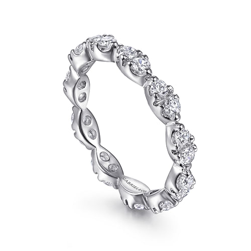 14K White Gold Marquis Shape Station Diamond Eternity Band