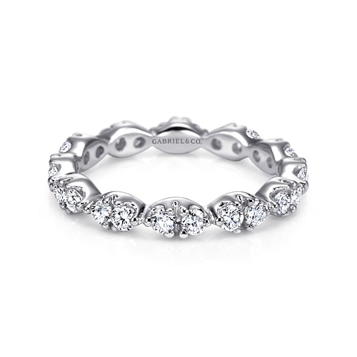 14K White Gold Marquis Shape Station Diamond Eternity Band