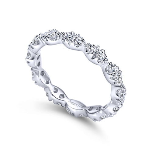 14K White Gold Marquis Shape Station Diamond Eternity Band