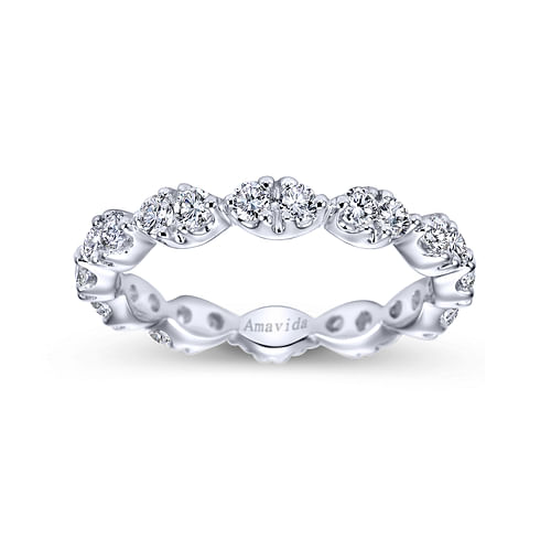 14K White Gold Marquis Shape Station Diamond Eternity Band