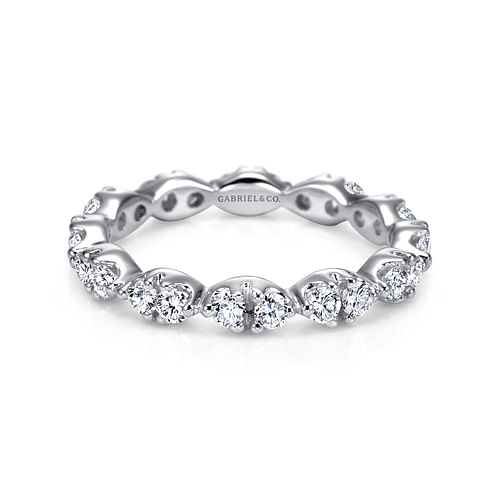 14K White Gold Marquis Shape Station Diamond Eternity Band