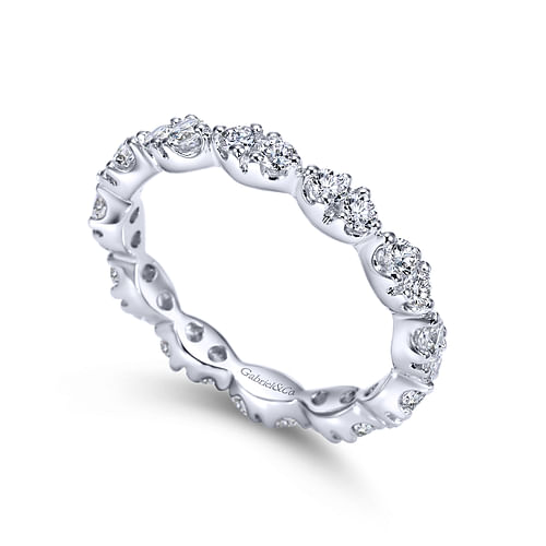 14K White Gold Marquis Shape Station Diamond Eternity Band
