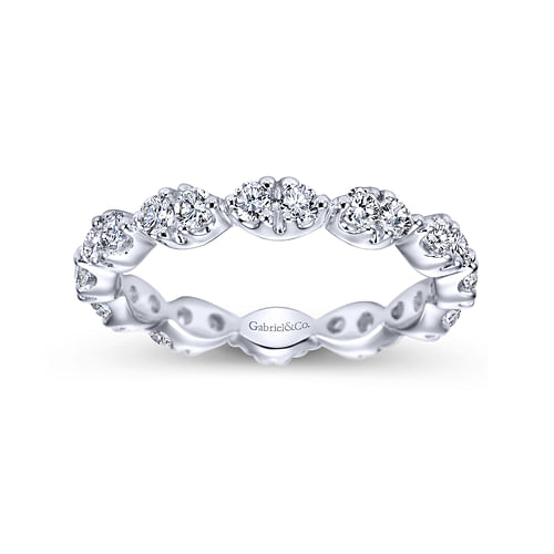 14K White Gold Marquis Shape Station Diamond Eternity Band