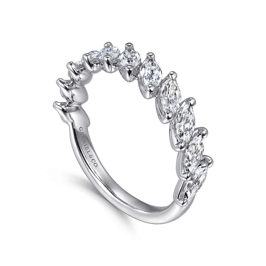 14K White Gold Marquise Diamond Anniversary Band angle 3