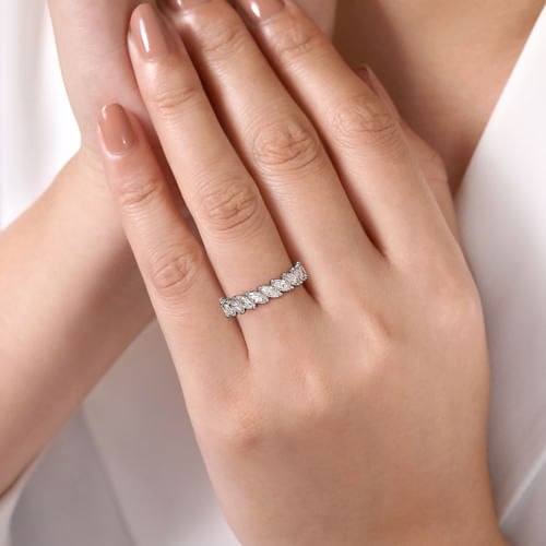 14K White Gold Marquise Diamond Anniversary Band
