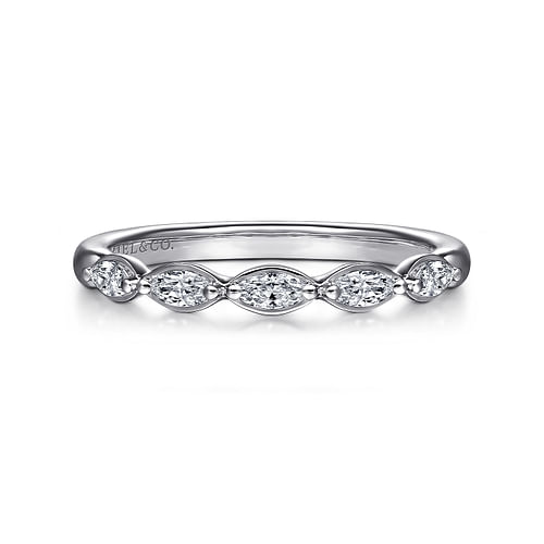 14K White Gold Marquise Diamond Anniversary Band