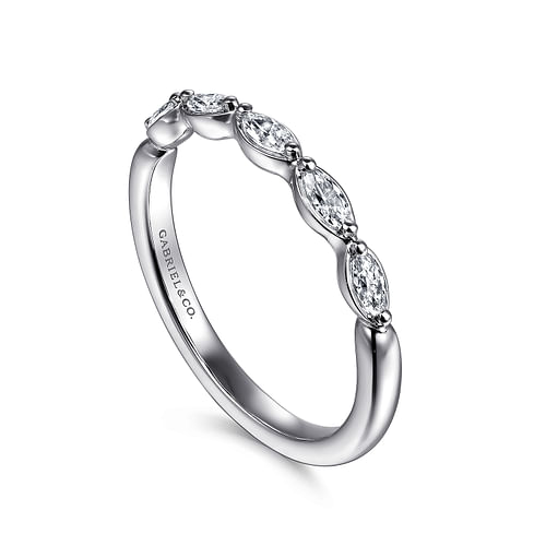 14K White Gold Marquise Diamond Anniversary Band