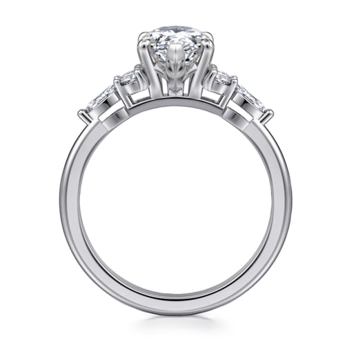 14K White Gold Marquise Diamond Cluster Engagement Ring