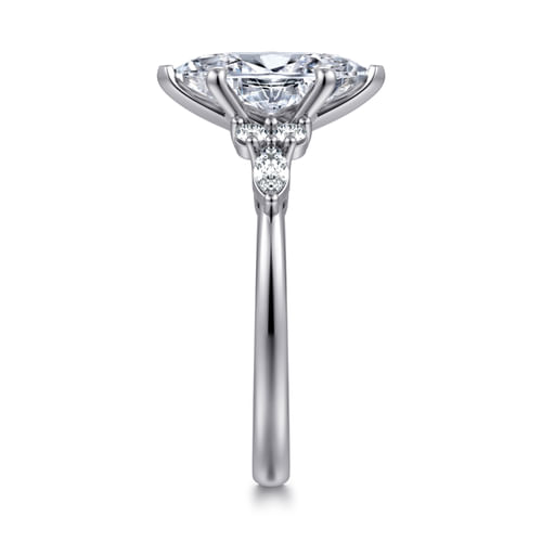 14K White Gold Marquise Diamond Cluster Engagement Ring