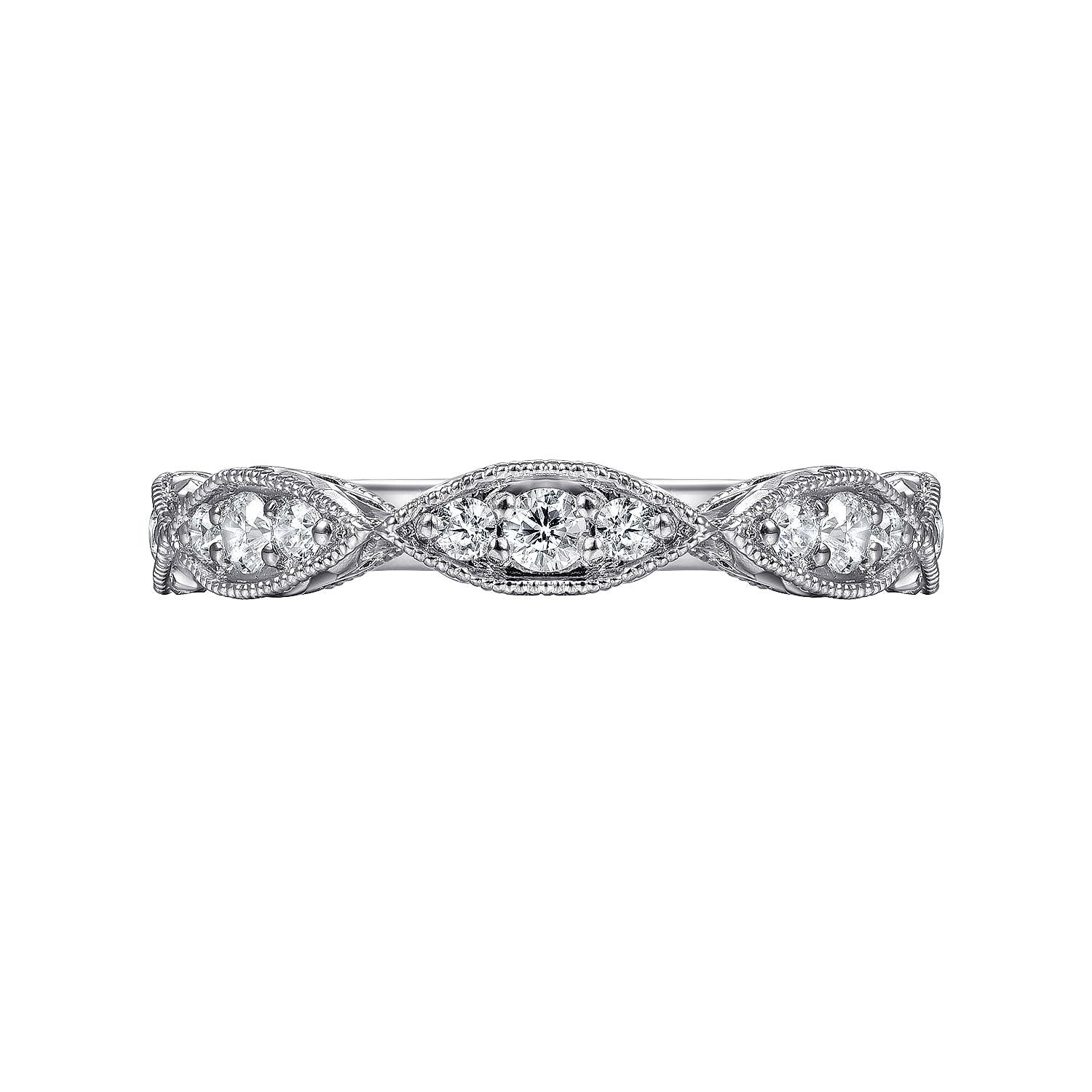 14K White Gold Marquise Diamond Cluster Stackable Ring