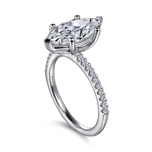 14K White Gold Marquise Diamond Engagement Ring