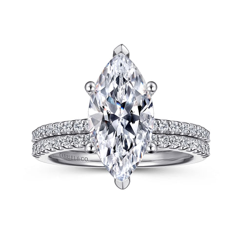 14K White Gold Marquise Diamond Engagement Ring