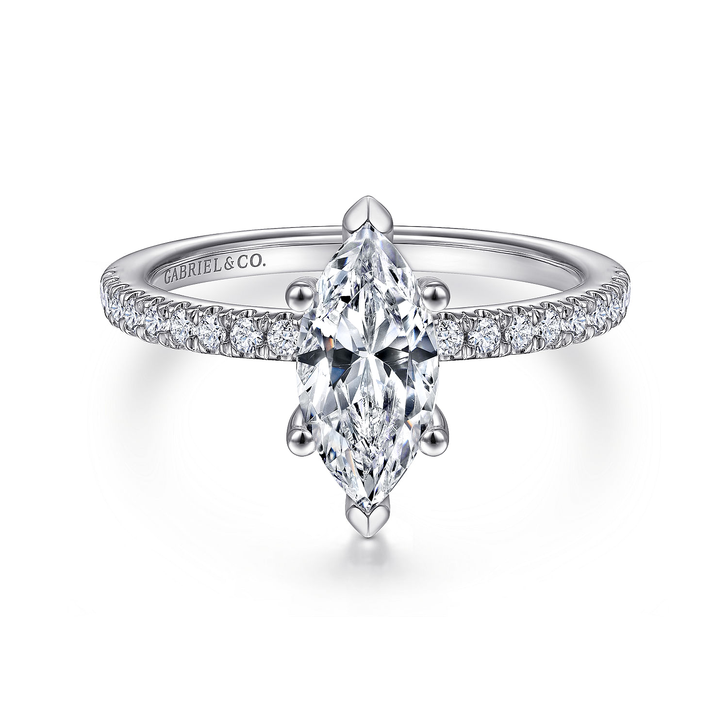 14K White Gold Marquise Diamond Engagement Ring