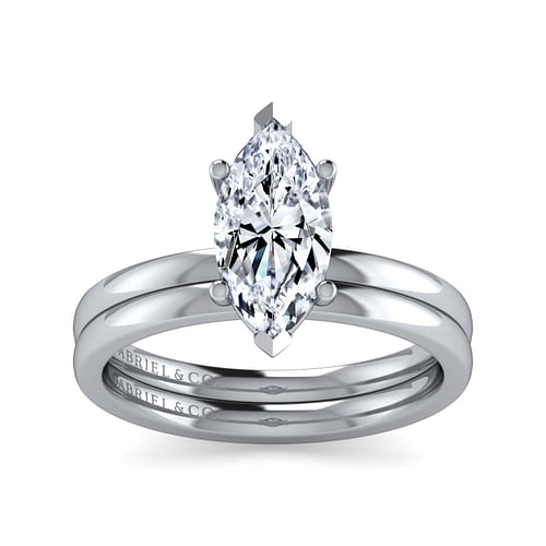 14K White Gold Marquise Diamond Engagement Ring