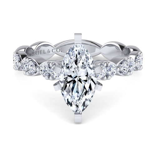 14K White Gold Marquise Diamond Engagement Ring