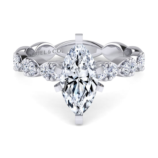 Gabriel - 14K White Gold Marquise Diamond Engagement Ring