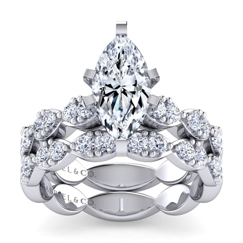 14K White Gold Marquise Diamond Engagement Ring