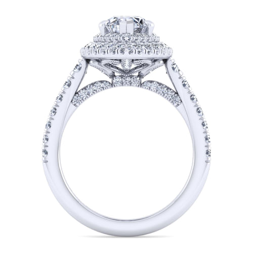 14K White Gold Marquise Double Halo Diamond Engagement Ring