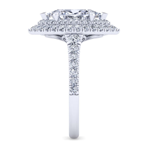 14K White Gold Marquise Double Halo Diamond Engagement Ring