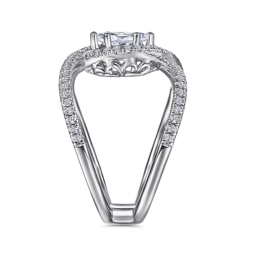 14K White Gold Marquise Halo Complete Diamond Engagement Ring