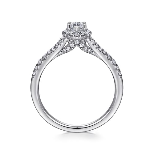 14K White Gold Marquise Halo Complete Diamond Engagement Ring