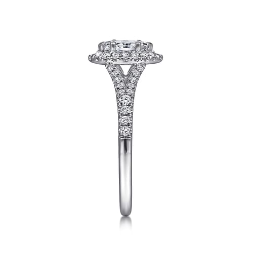 14K White Gold Marquise Halo Complete Diamond Engagement Ring