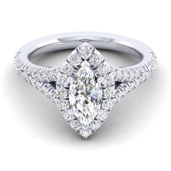 Gabriel - 14K White Gold Marquise Halo Diamond Engagement Ring Gabriel - 14K White Gold Marquise Halo Diamond Engagement Ring