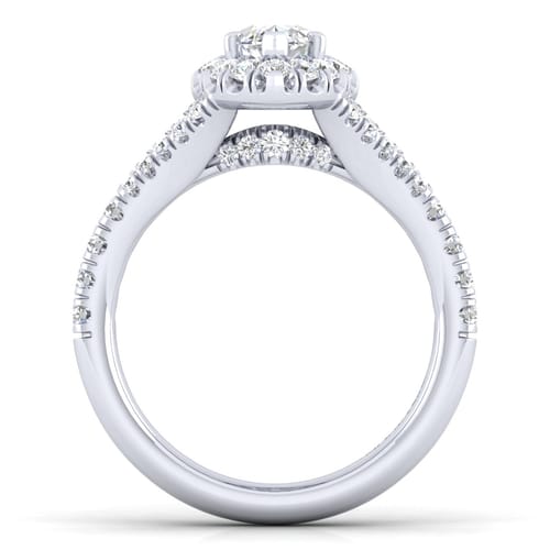 14K White Gold Marquise Halo Diamond Engagement Ring