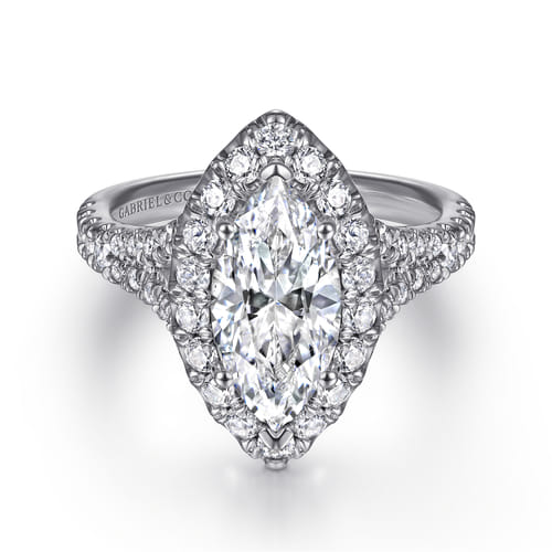 14K White Gold Marquise Halo Diamond Engagement Ring 14K White Gold Marquise Halo Diamond Engagement Ring