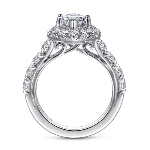 14K White Gold Marquise Halo Diamond Engagement Ring