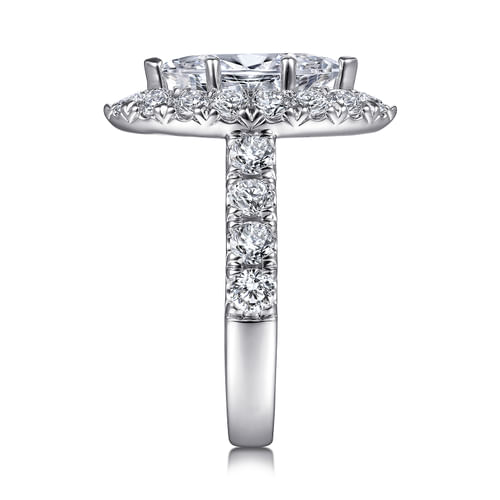 14K White Gold Marquise Halo Diamond Engagement Ring